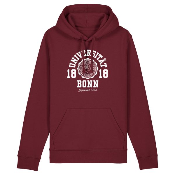 Unisex Organic Hooded Sweatshirt, burgundy, marshall